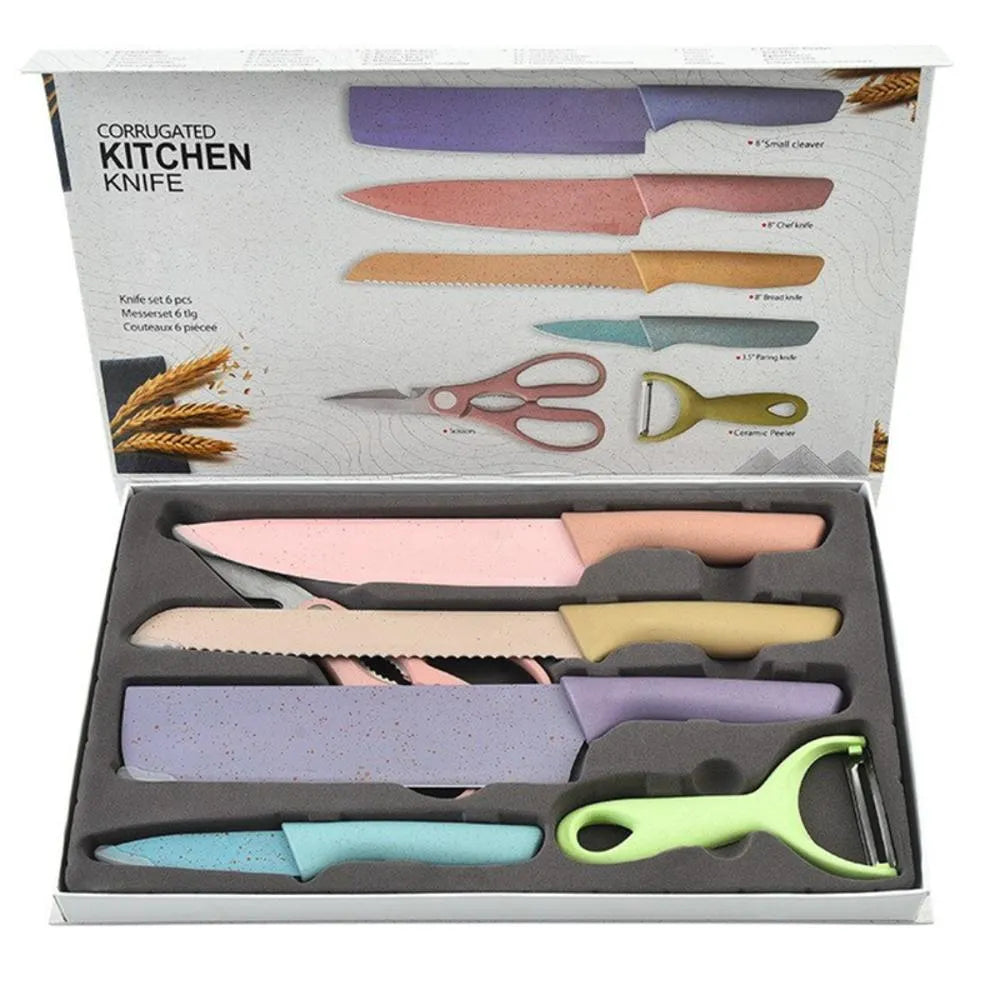 Set de Cuchillos Profesionales 6 Piezas Color Pastel